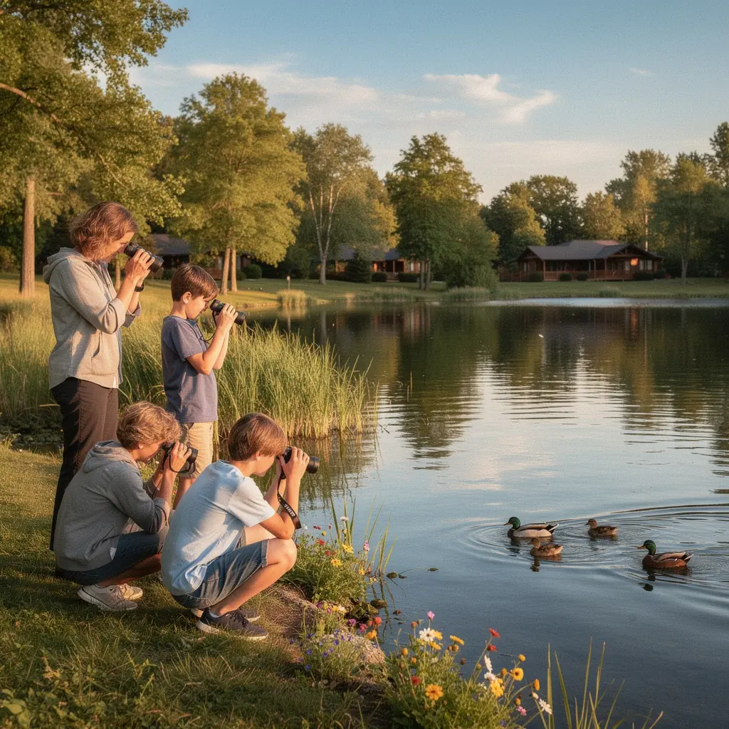 Гости курорта, купающиеся в кристально чистой воде озера.